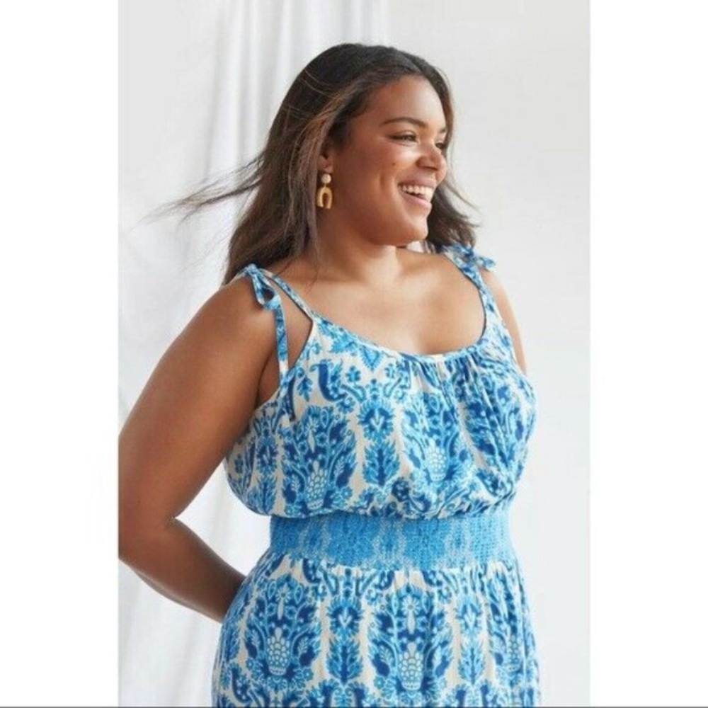 Anthropologie Plenty by Tracy Reese Blue & White Printed Maxi Dress